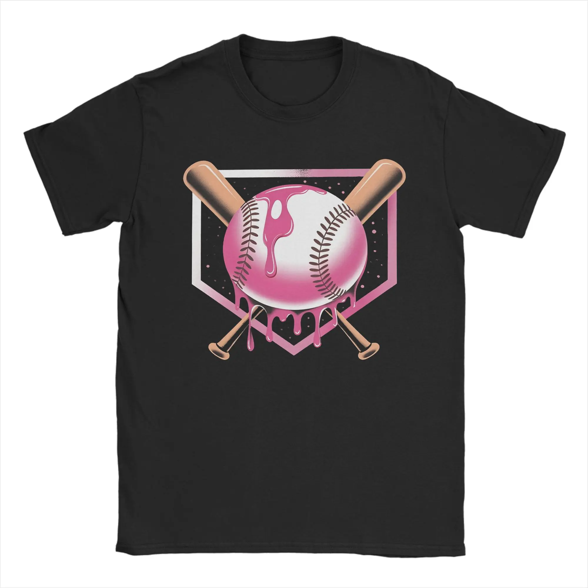 

Baseball Ice Cream Dripping T-Shirt Summer Cotton T Shirts For Men's Novelty Casual Tshirt Short Sleeve Y2K Basic Tops