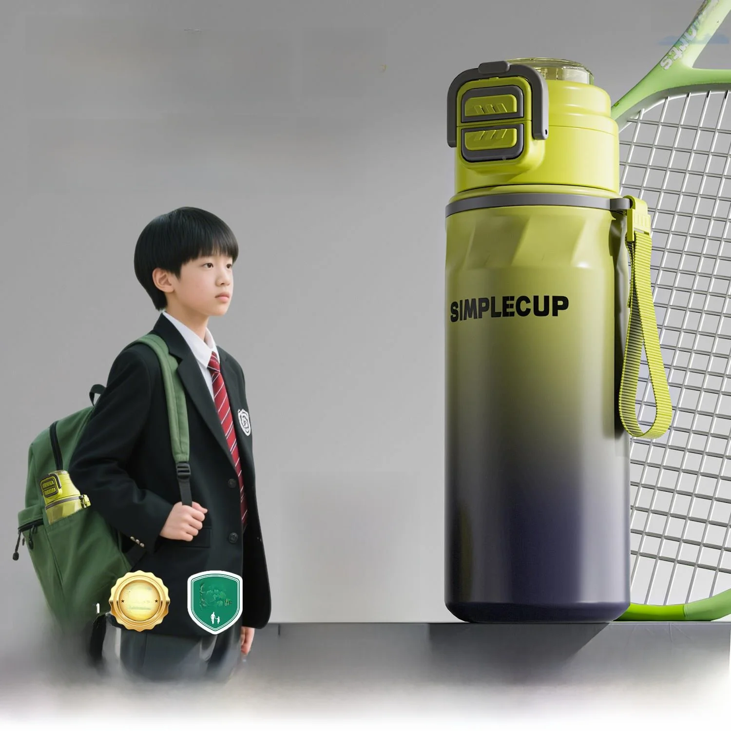 

Large Capacity Children's Thermal Cup Military Green 2.1L Stainless Steel Water Bottle for School Boys High School Students