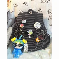 Mochila retro a rayas funcional Y2K estilo estrella 2025, nuevo bolso informal versátil de gran capacidad para estudiantes