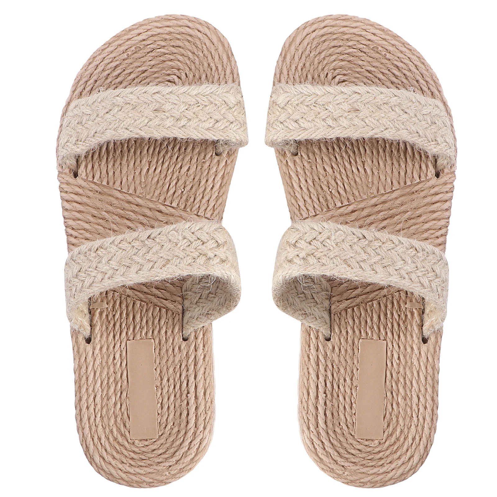 

Slippers Sandals Ladies Simulation Straw Flat Beach Fashion to Weave Miss