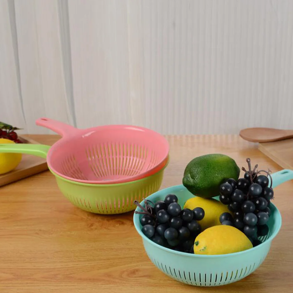 

4Pcs Drain Basket Multifunction Plastic Rice Washing Basin Storage Rack Handle Fruit Vegetable Strainer Kitchen Helper