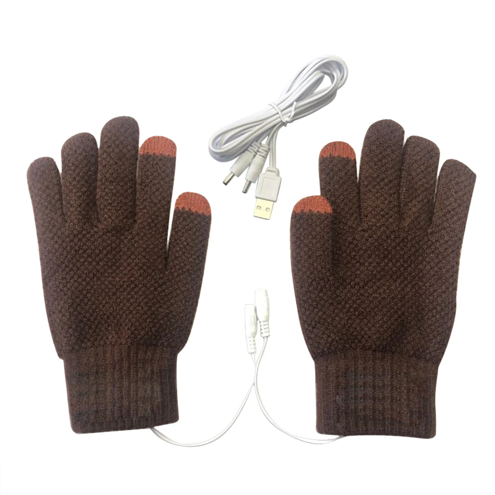 

USB Warm Hand Heating Gloves Electric Constant Temperature Portable Soft Winter Gloves Heated Knitting Full Finger Mittens