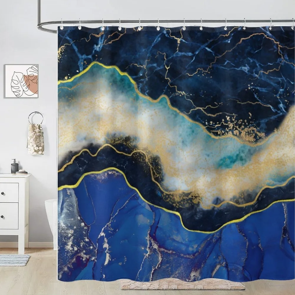 

Современная волнистая мраморная текстура, моющаяся грязеотталкивающая занавеска для душа, насадка для душа, водонепроницаемая полиэстеровая занавеска для ванны для домашнего декора