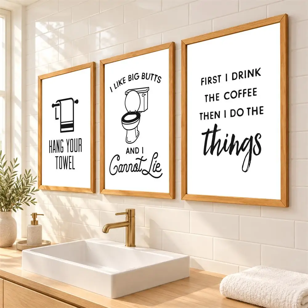 Vintage Bathroom Rules Signs Poster Wall Stickers Self Adhesive Painting Art Decals for Bathroom Living Room Home Decor