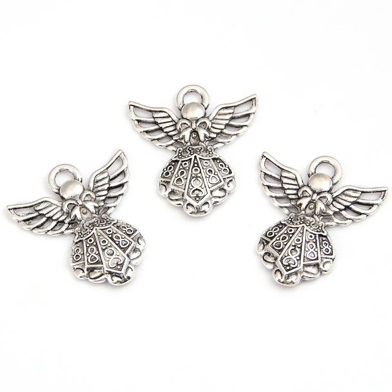 30pcs Silver Color 26x23mm Cute Love Angel Charms Cupid Pendant For DIY Handmade Metal Alloy Jewelry Making Finding Supplies