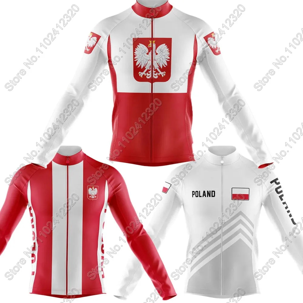 

2025 New Poland National Team Summer Winter Polish Cycling Jersey Long Sleeve Clothing Race Road Bike Shirts Bicycle Tops MTB