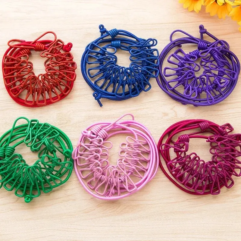 Portable Clothing Clothesline With 12 Clips Retractable Laundry Dryer Clothes Rope Drying Rack Cloth Hanging Line For Outdoor image 5