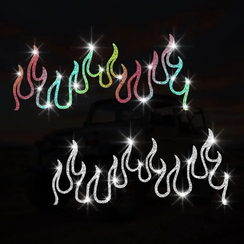 1PC Glitter Fashion Flame Motorcycle Sticker Waterproof for Helmet Fuel Tank Car Triangle Window Rearview Mirror Vinyl Decal