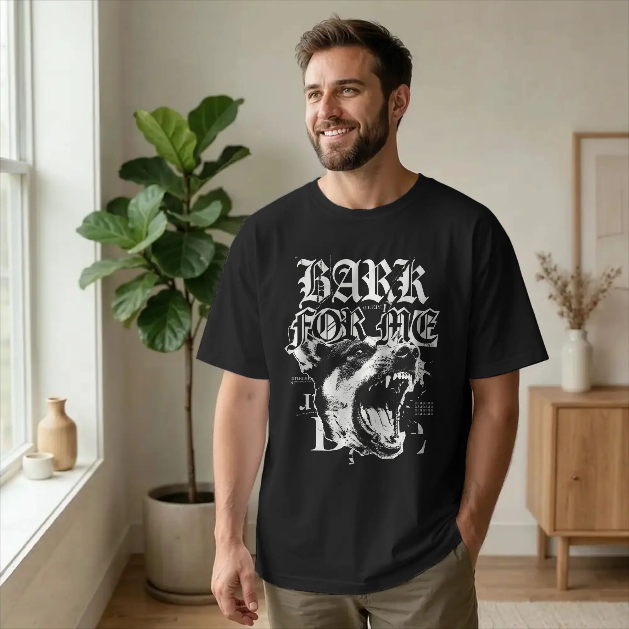 Men T-Shirts Bark for Me Dog Gothic Grunge Vintage 100% Cotton Tee Shirt Short Sleeve Funny T Shirts O Neck merch New Arrival
