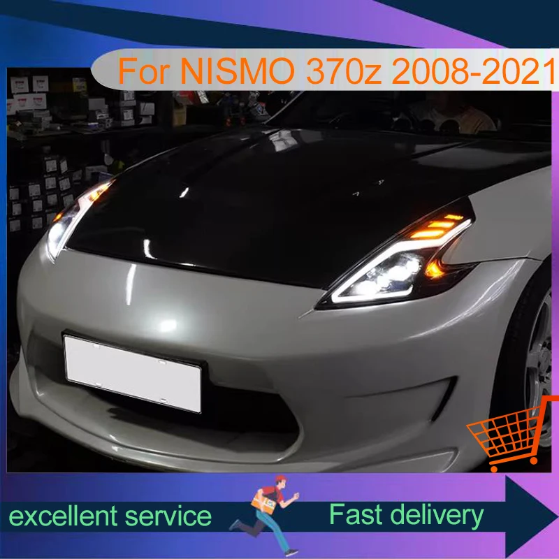 2 PCS Auto Lights For Nissan 370Z 2008-2021 Front Lamp Modified DRL Headlight Full LED Projector Lens Tool Car Part Accessories