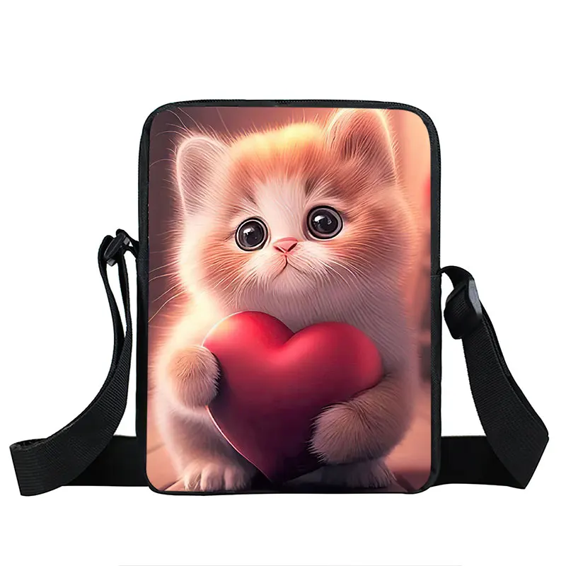 Cute Cat Print Crossbody Bags Women Handbag Felinae/Siamese Cat Shoulder Bags for Travel Kitten Phone Messenger Bag Book Bag