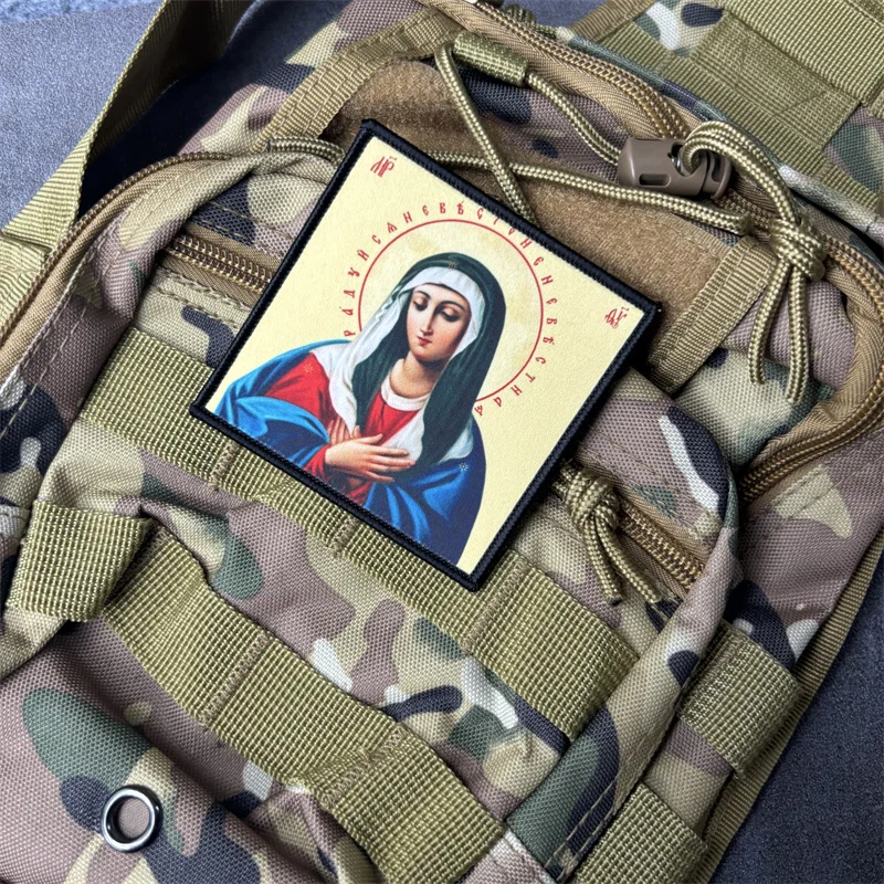 Patch imprimé « Sauvetage et protection de la Vierge Marie », badge moral tactique, patchs auto-agrippants pour vêtements, sacs à dos et brassards