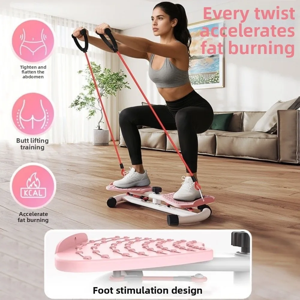 Rotating Design Waist Training Board with Resistance Bands Silent Waist Twisting Stepper Safety Double-Grippy Pedal