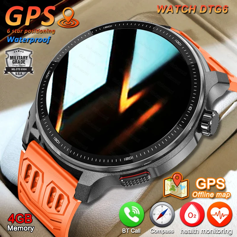 

Смарт-часы для мужчин, 4 ГБ памяти с GPS-картами в автономном режиме, локальная музыка, видеоплеер, индивидуальный циферблат, AMOLED-дисплей, спортивные водонепроницаемые умные часы