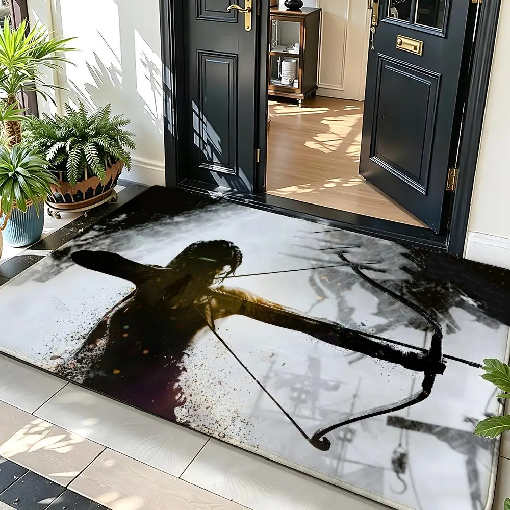 Game T-Tomb R-Raider Floor Mat Soft Flannel Floor Mat  Suitable for Entryways, Living Rooms, Bedrooms, and Bathrooms