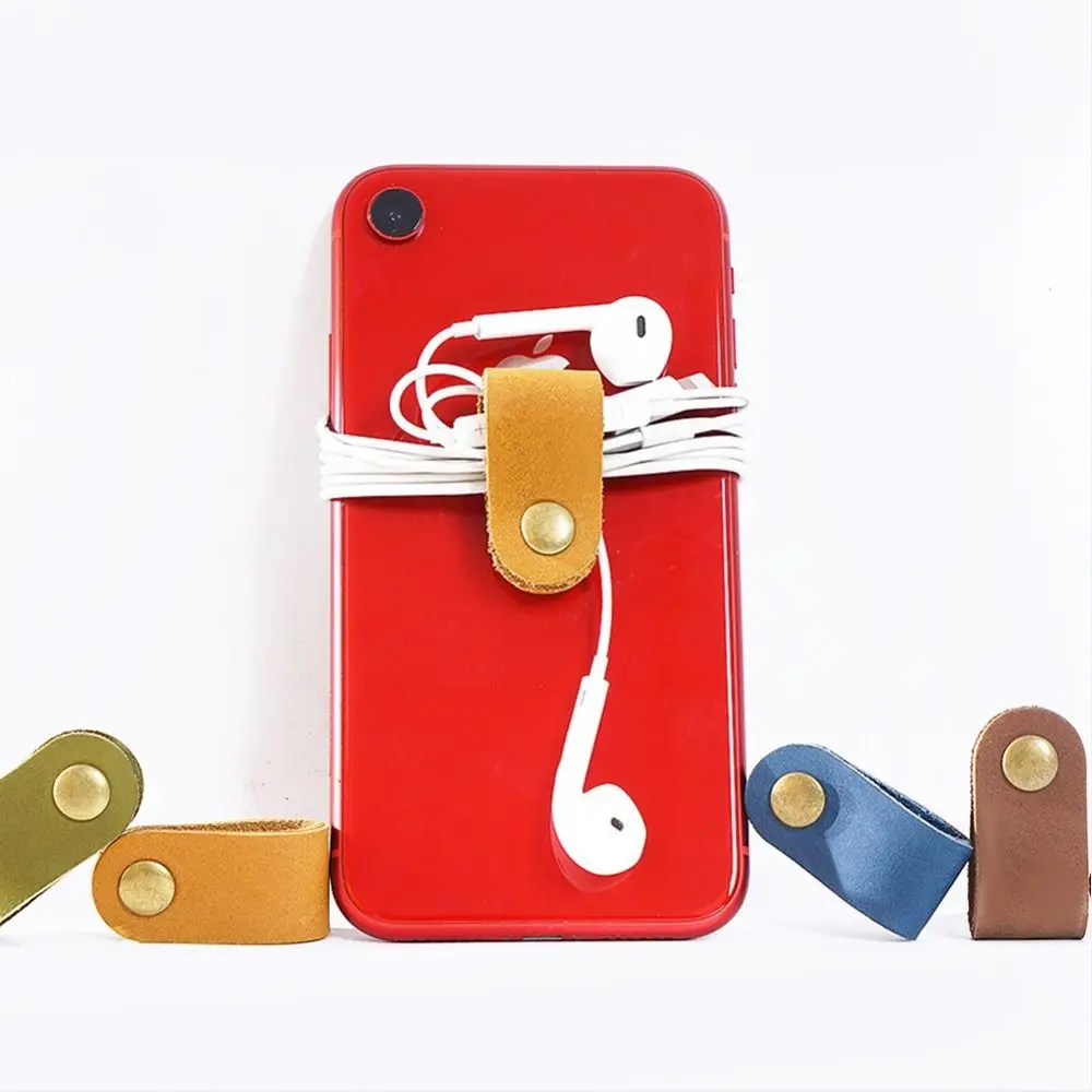 Cartoon Leather Cable Winder Mini Cord Organizer Cable Management Earphone Cord Winder Desktop Storage
