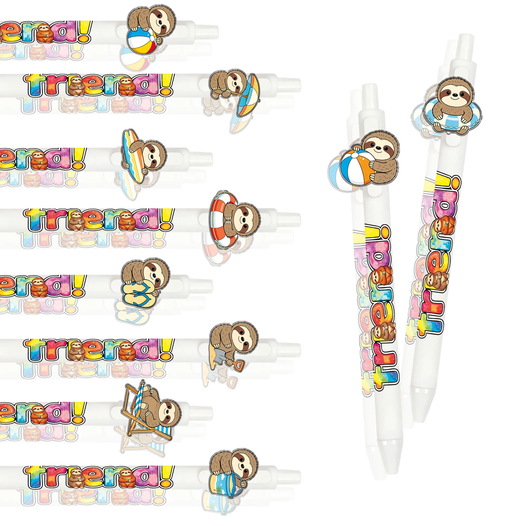 

Набор из 11/14 ручек-шариковых ручек с ленивцами в пляжной тематике, серия «Летние водные забавы на пляже», подарочная ручка, школьные канцелярские принадлежности для студентов