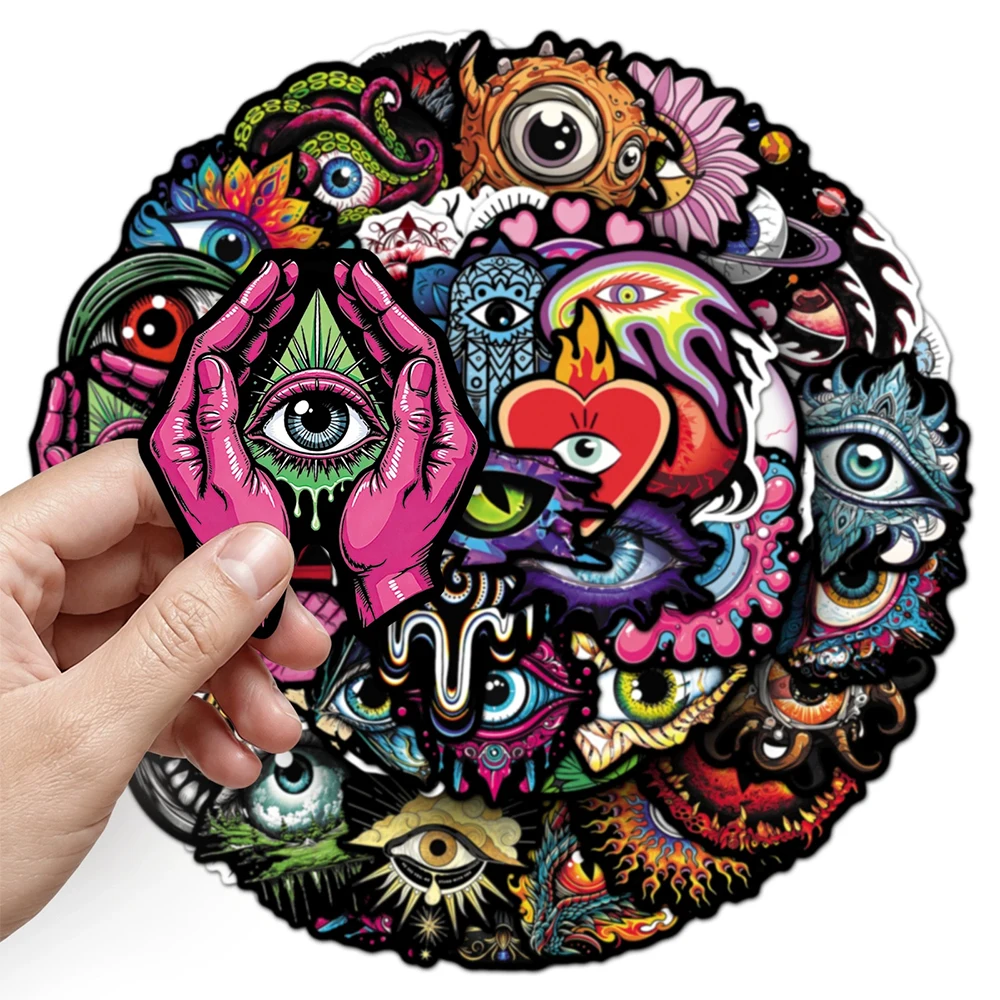 10/30/50pcs Cartoon Mysterious Evil Eyes Graffiti Stickers Cool Decals Skateboard Luggage Notebook Phone Goth Decoration Sticker