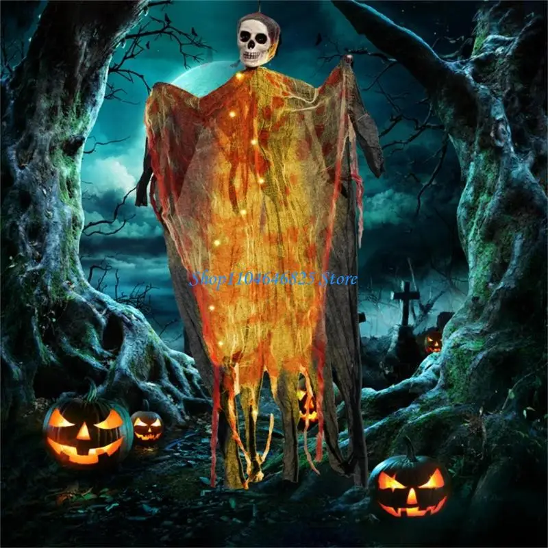 

Glowing Ghostly Skeleton Hanging Ornament Halloween Decoration For Garden Yard