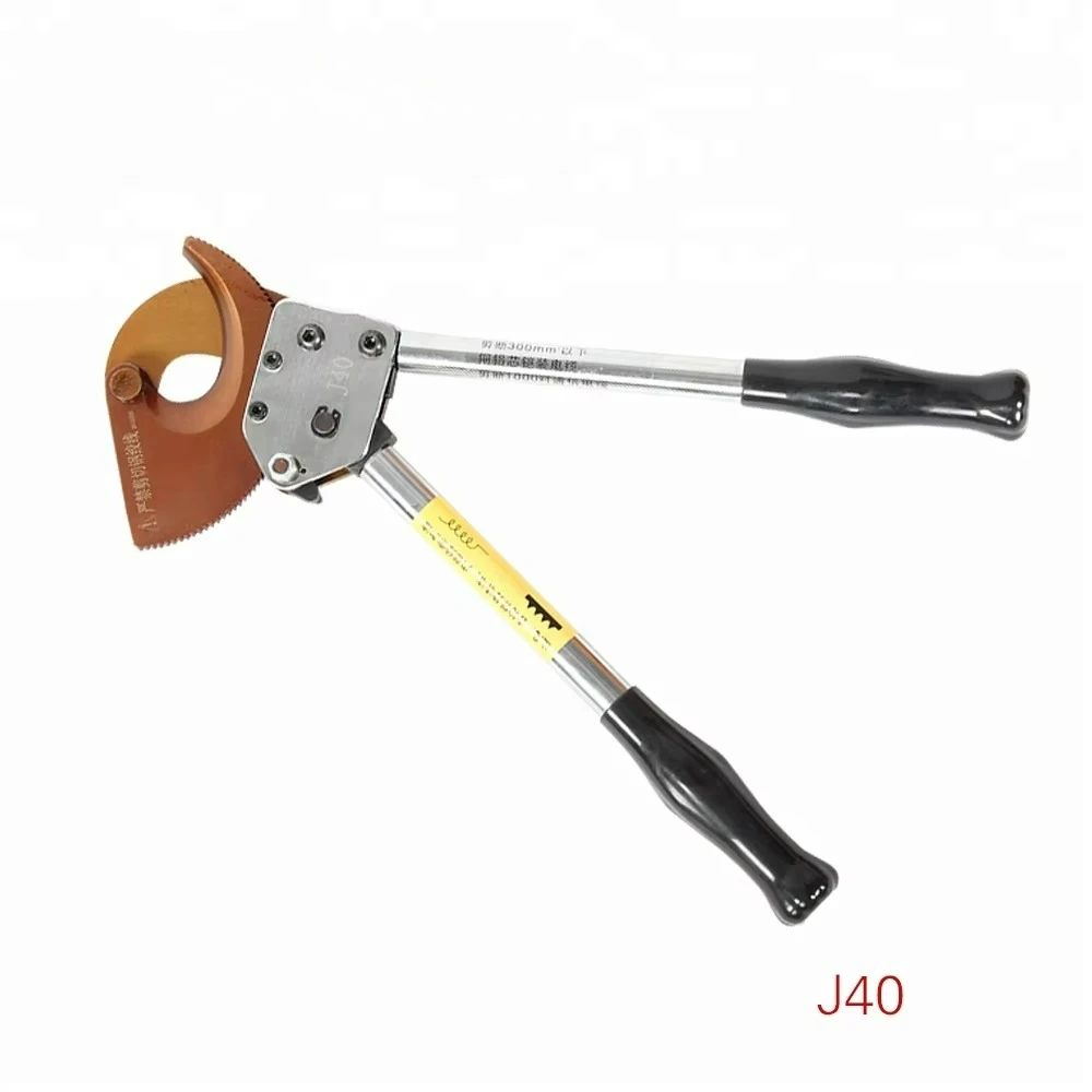 J40 Single Core Cable Cutting Machine Portable Manual 300mm Square Copper Ratchet Cable Cutting Tool Round Knife Cable