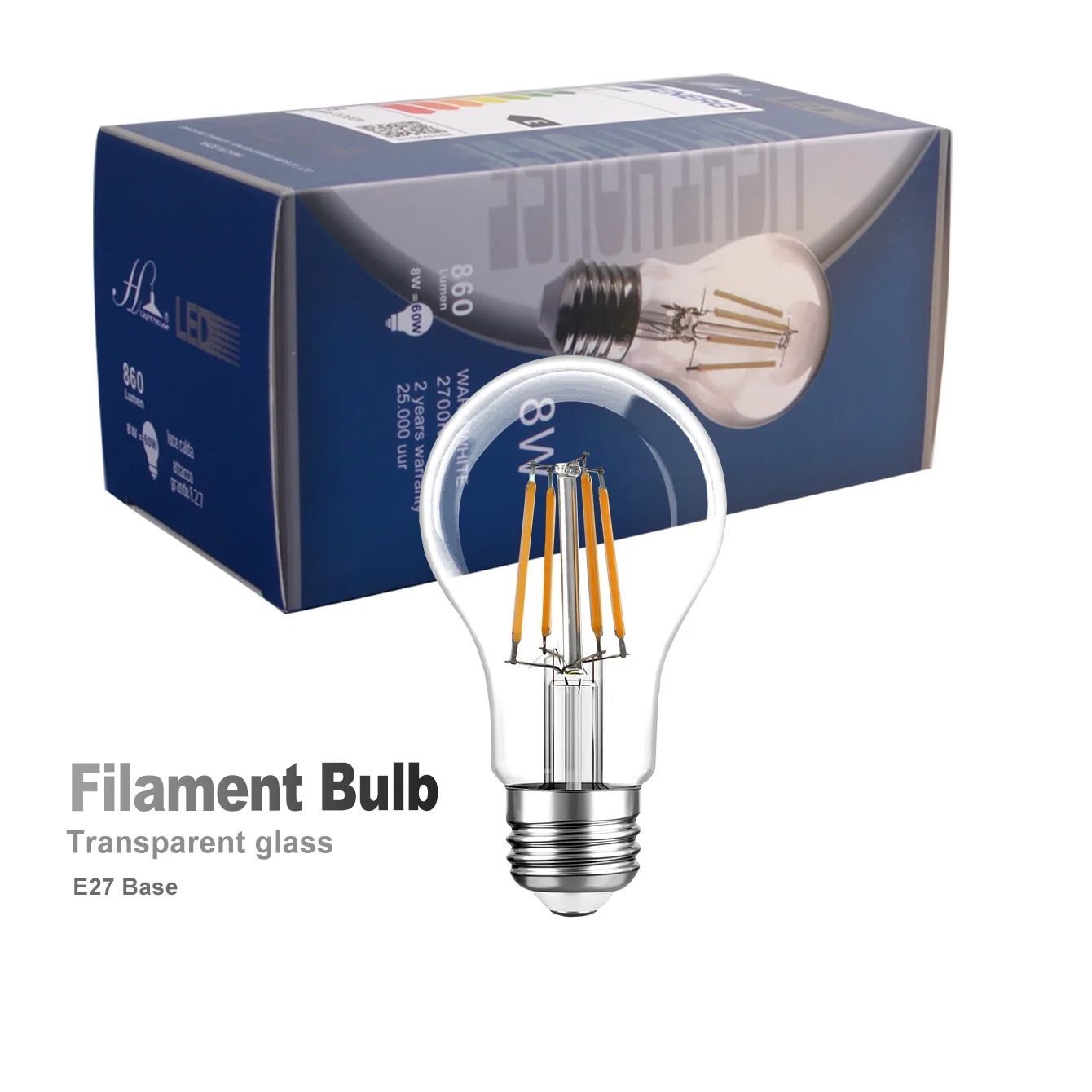 A60Vintage Spiral Filament LED Lamp E27 4W 8W Warm Glow 2700K Energy-Efficient for Bedroom Decor 1-9 Pack 2-Year Warranty