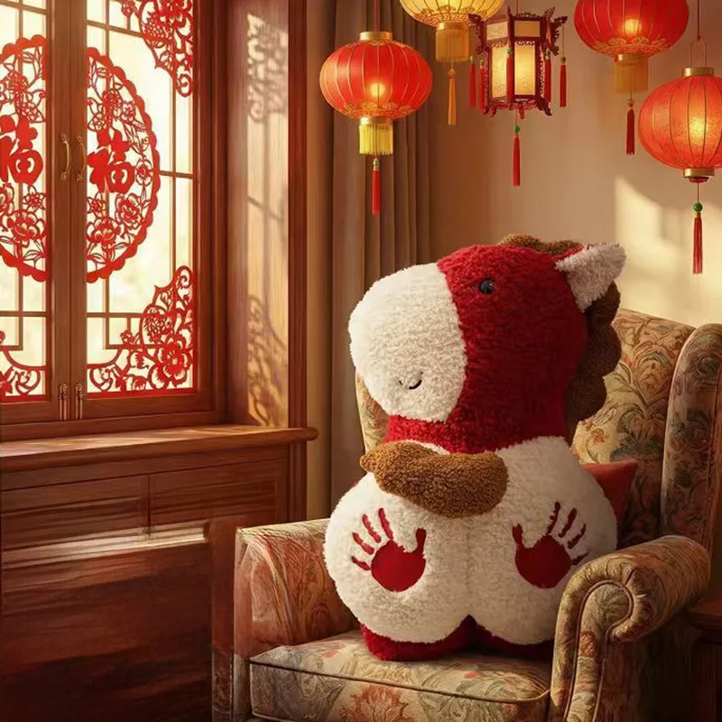 

2026 Year of The Horse Plush Doll Cute Soft Stuffed Animal Warm Companion Toy Festive Home Decor Gift for Adults Kids Kawaii