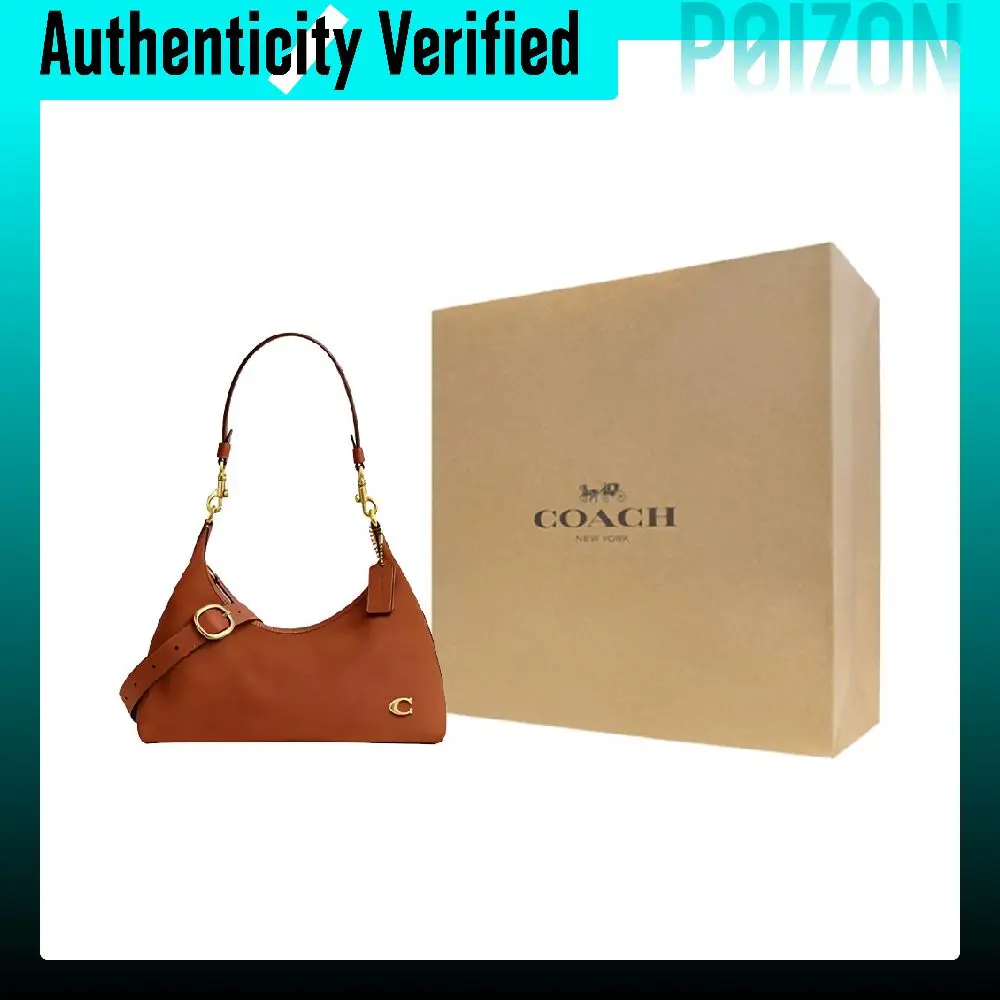 COACH Juliet Suede Shoulder Bag Women's Brass Polished Amber CR670-B4BAR