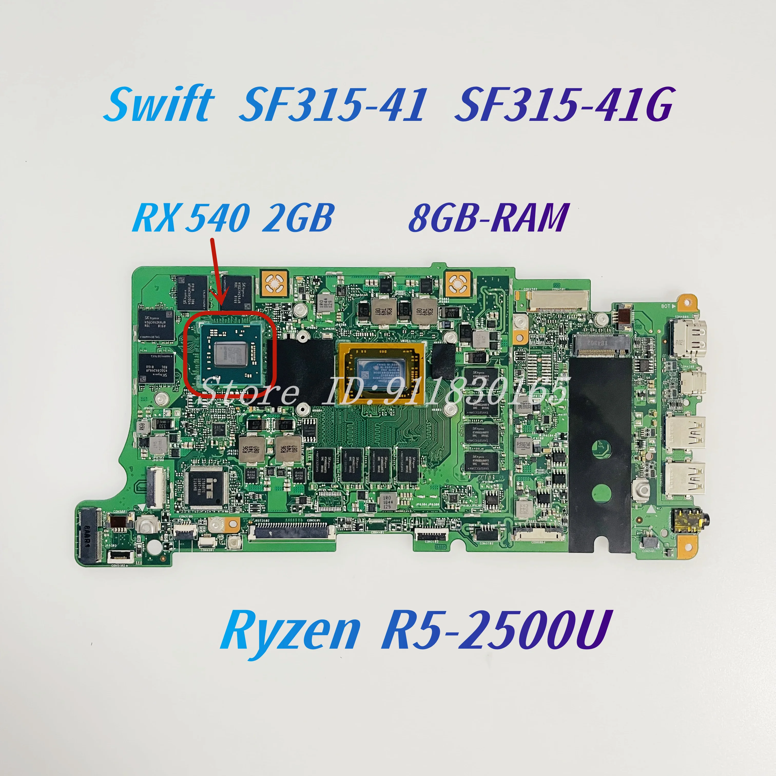 Placa base BK5EA para portátil Acer Swift SF315-41, placa base con SF315-41G/R5-2500U, CPU RX540, 2GB, GPU, 8GB-RAM, funciona al 100%