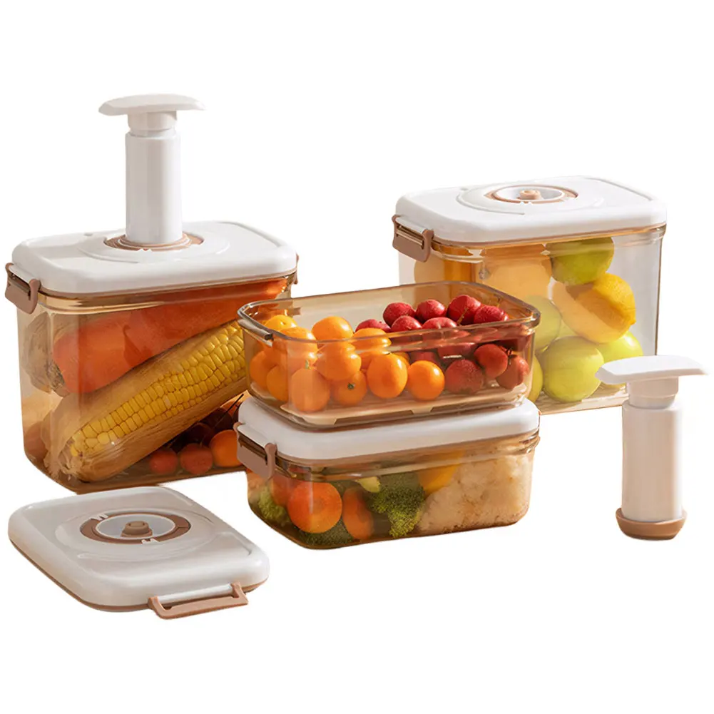 Vacuum Food Storage Container with Vacuum Pump Refrigerator Food Preservation Box with Removable Drain Plate Kitchen Storage Box