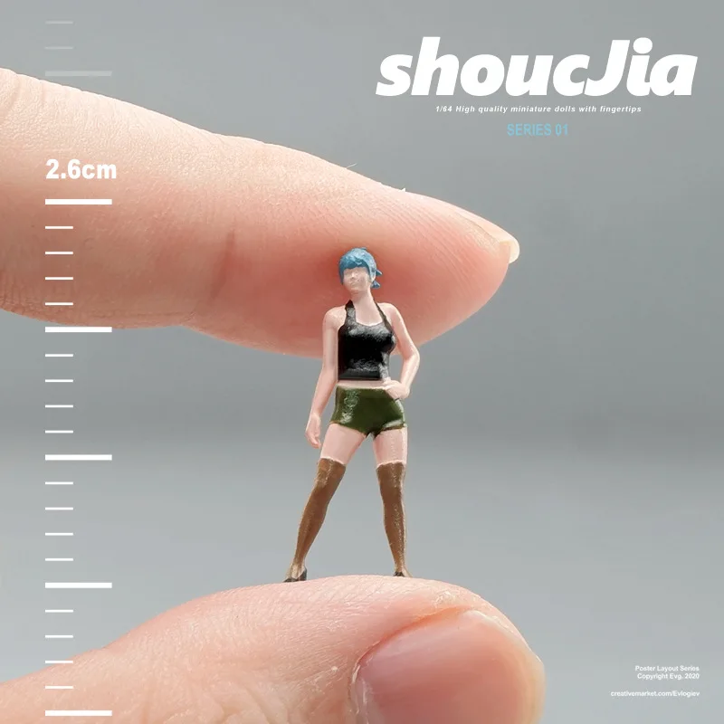 Nuevo modelo a escala 1:64, 1 Uds., moda en miniatura, hermosos tirantes de pelo azul para niña, figura de acción, muñeca, accesorio de escena DIY