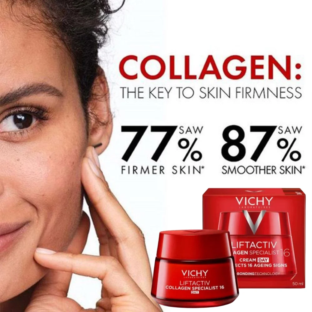 Crema de noche reafirmante de colágeno Vichy, nutre profundamente y reafirma la piel, crema de día antienvejecimiento de 16 días, cuidado de la piel
