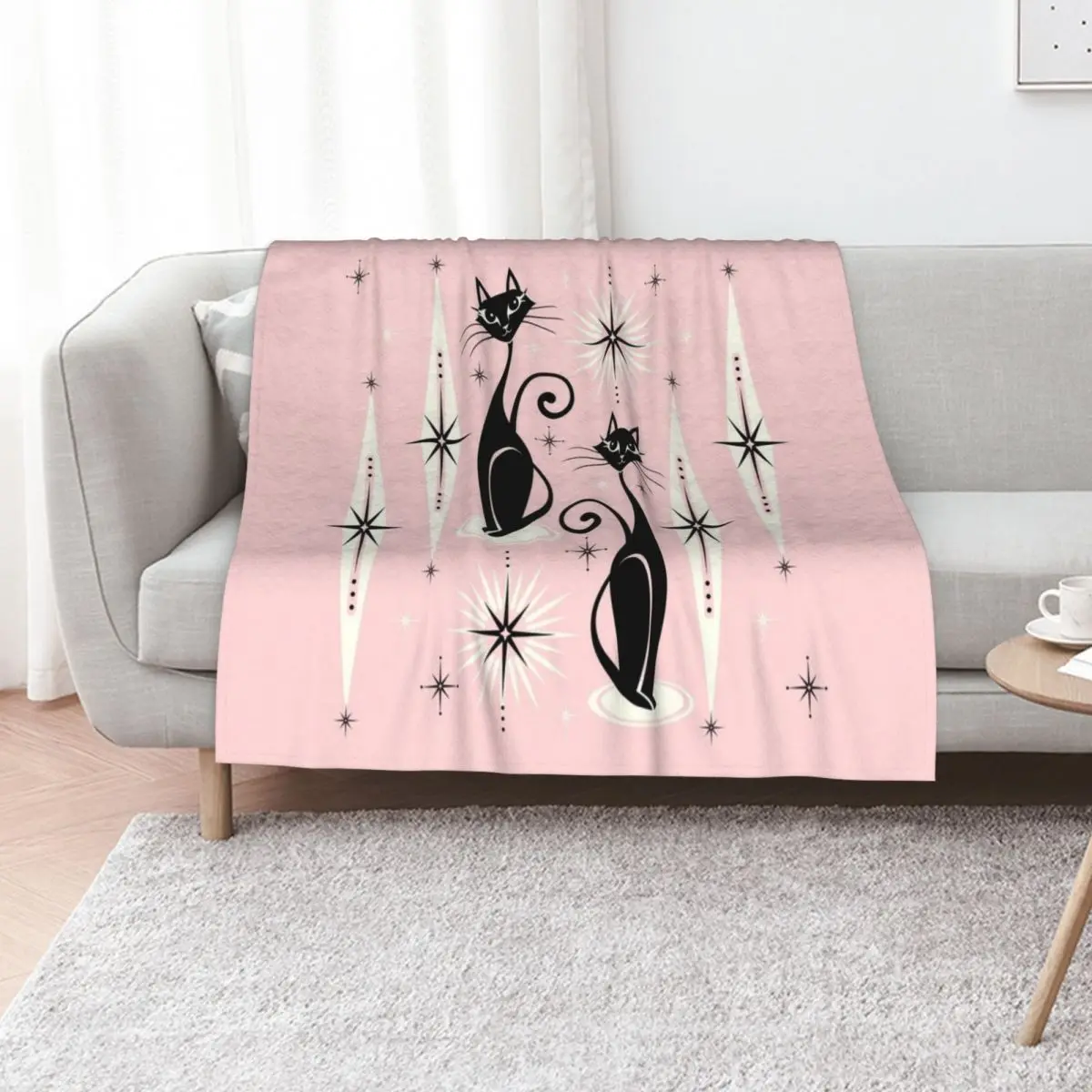 Mid Century Meow Retro Atomic Cats LG ?studioxtine Throw Blanket Bed covers bed plaid Soft Beds decorative Blankets