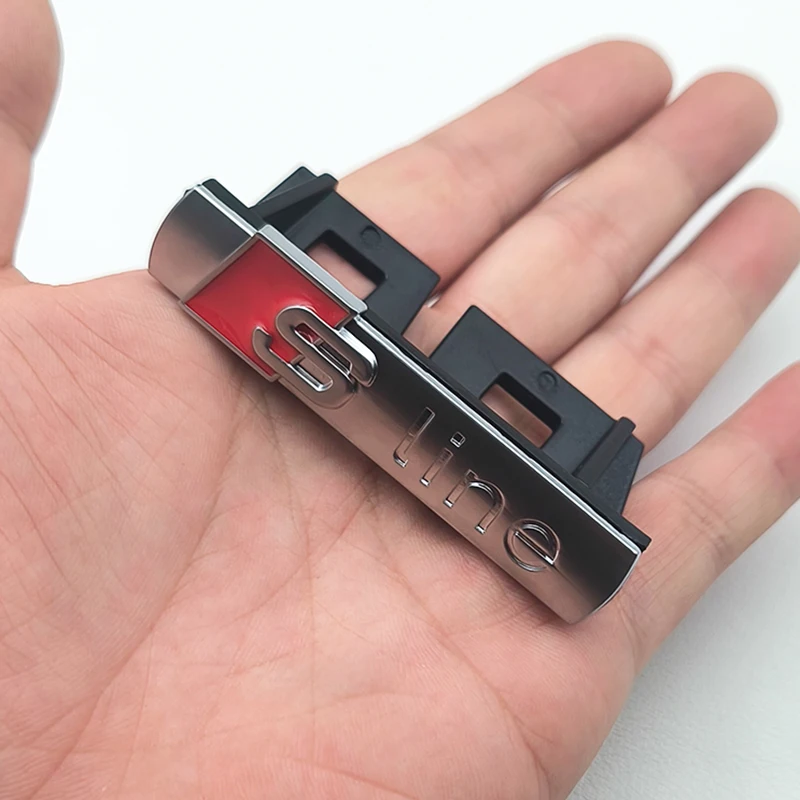 3d Metaal Chroom Zwart Sline Logo S Lijn Embleem Auto Voorgrill Badge Voor A3 A4 A5 A6 A7 A8 Rs Q2 Q5 Q3 Tt S Line Accessoires