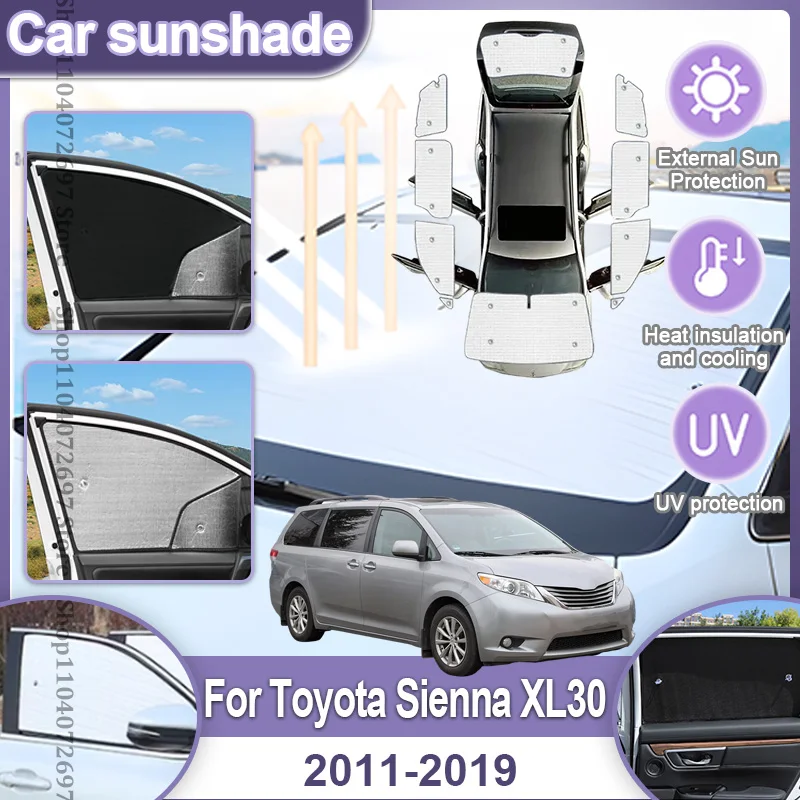 For Toyota Sienna 2011 2012~2019 Accessories XL30 MK3 Car Windshield Aluminum Foil SunShade Heat Shield Blocker Cover Accesorios