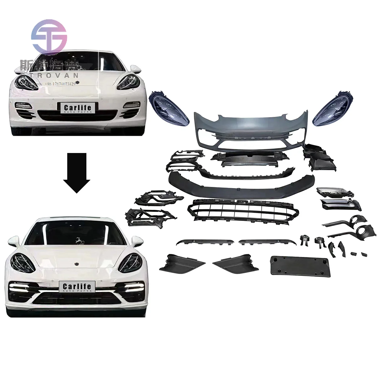 Wholesale Retrofit Bumpers Body Kit for Panamera 970.1 970.2 2010-2017 Facelift to 971.2 2022 Turbos Look Like