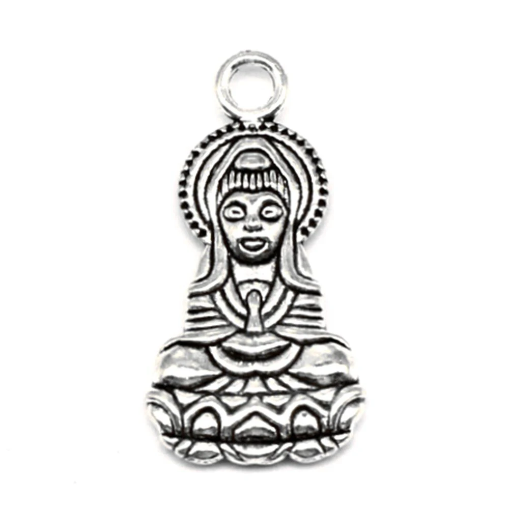 5pcs 14x26mm Goddess Of Mercy Charms Pendants For Jewelry Making Craft Jewels For Crafts Antique Silver Color