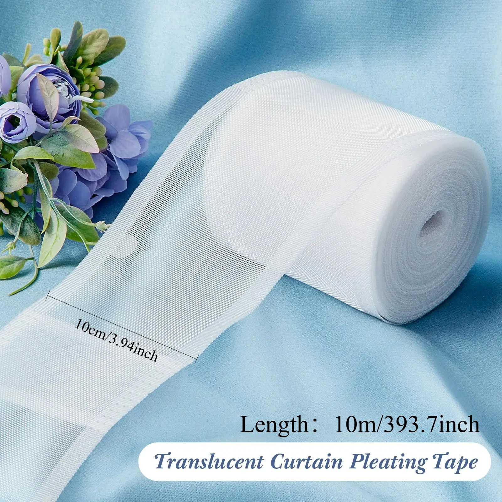 10m/393.7inch Curtain Rod Supplies Translucent Tape Curtain Guide Tape Pleated 10cm Wide Curtain Pleating Sewing Heading Tape Cu