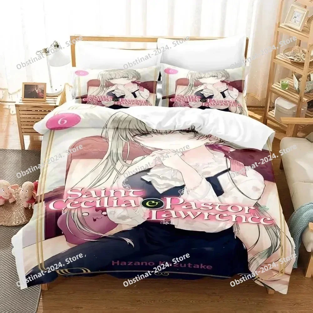3D Anime Saint Cecilia Pastor Lawrence Bedding Set Printed single Comforter Duvet Cover Pillow Case 3 Pieces Set Kids Adult Size