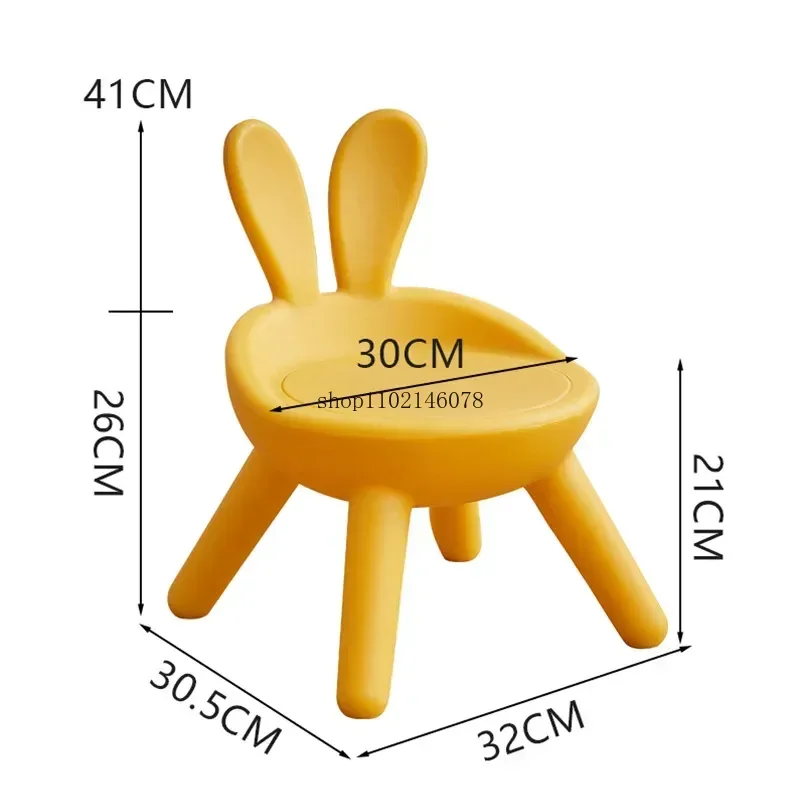 Household Plastic Small Chair Backrest Shoe Changing Ottomans Cartoon Stool Living Room Creative Small Bench Rabbit Shape Chair