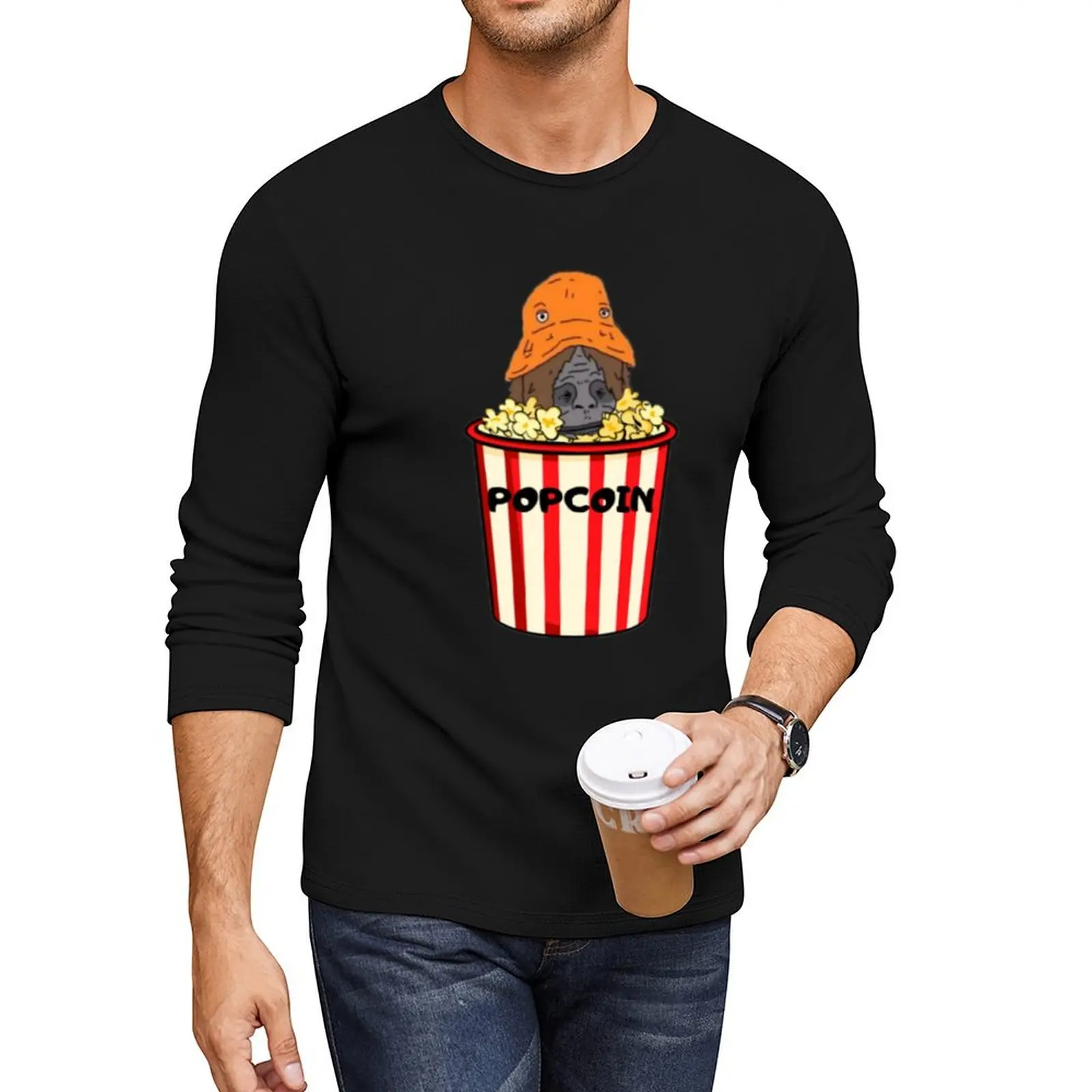 Sassy Popcoin Bucket Long T-Shirt hippie clothes sweat shirt men clothes