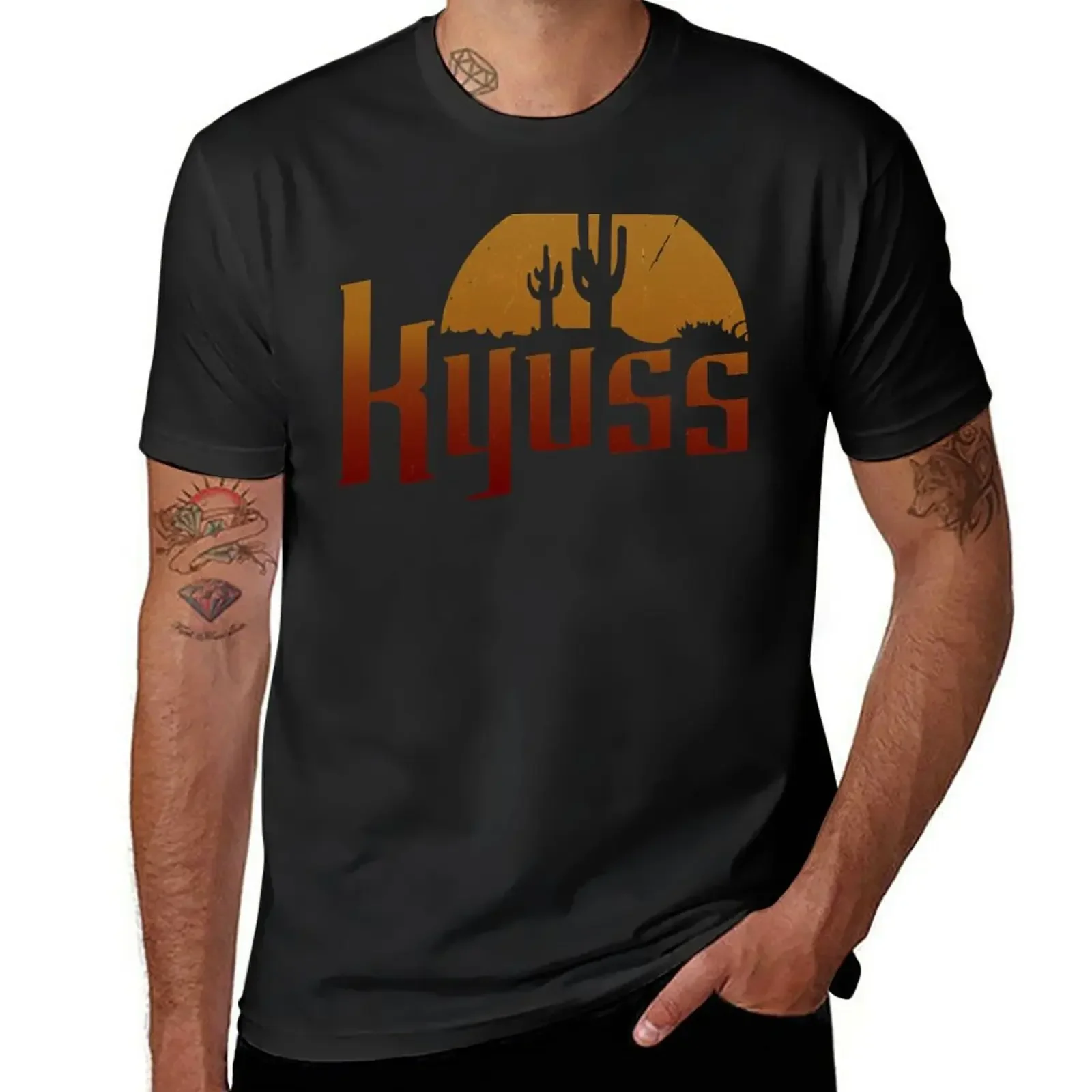 Kyuss-Camiseta gráfica vintage para homens, tamanhos positivos, camisetas