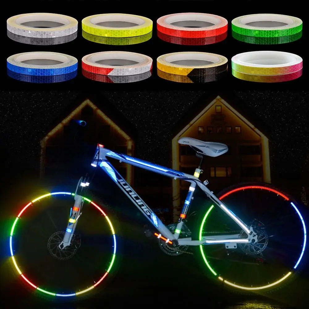 Reflective Film Warning Tapes Reflective Stickers Tape For Cycling Warning Strip Bicycle Wheel Decor Bike Reflective Tape