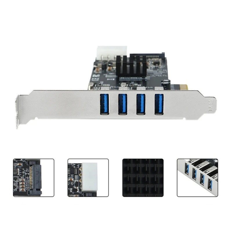 4 Thẻ mở rộng giao diện USB Kết nối PCIe Tốc độ 5Gbps trên mỗi kênh, Cài đặt dễ dàng