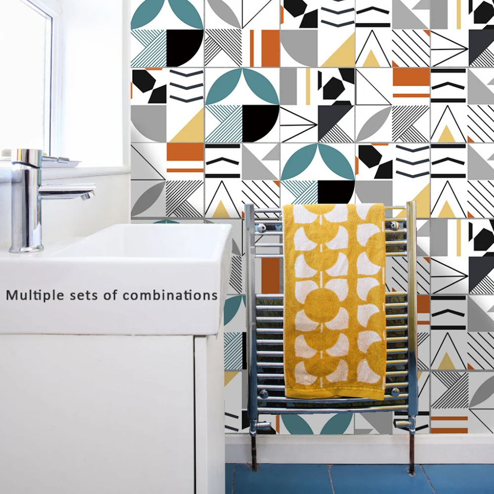 Nordic Style Kitchen Bathroom Decoration Backsplash Tiles Wall Stickers Vinyl Oil Proof Waterproof Scandinavian Geometric Home