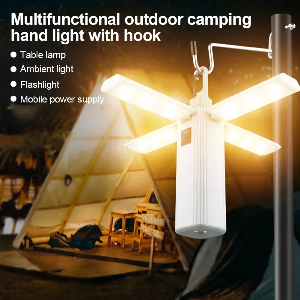 Portable USB Rechargeable Flashlight Folding Camping Lamp LED Camping Light Outdoor Multifunctional Tent Lamp