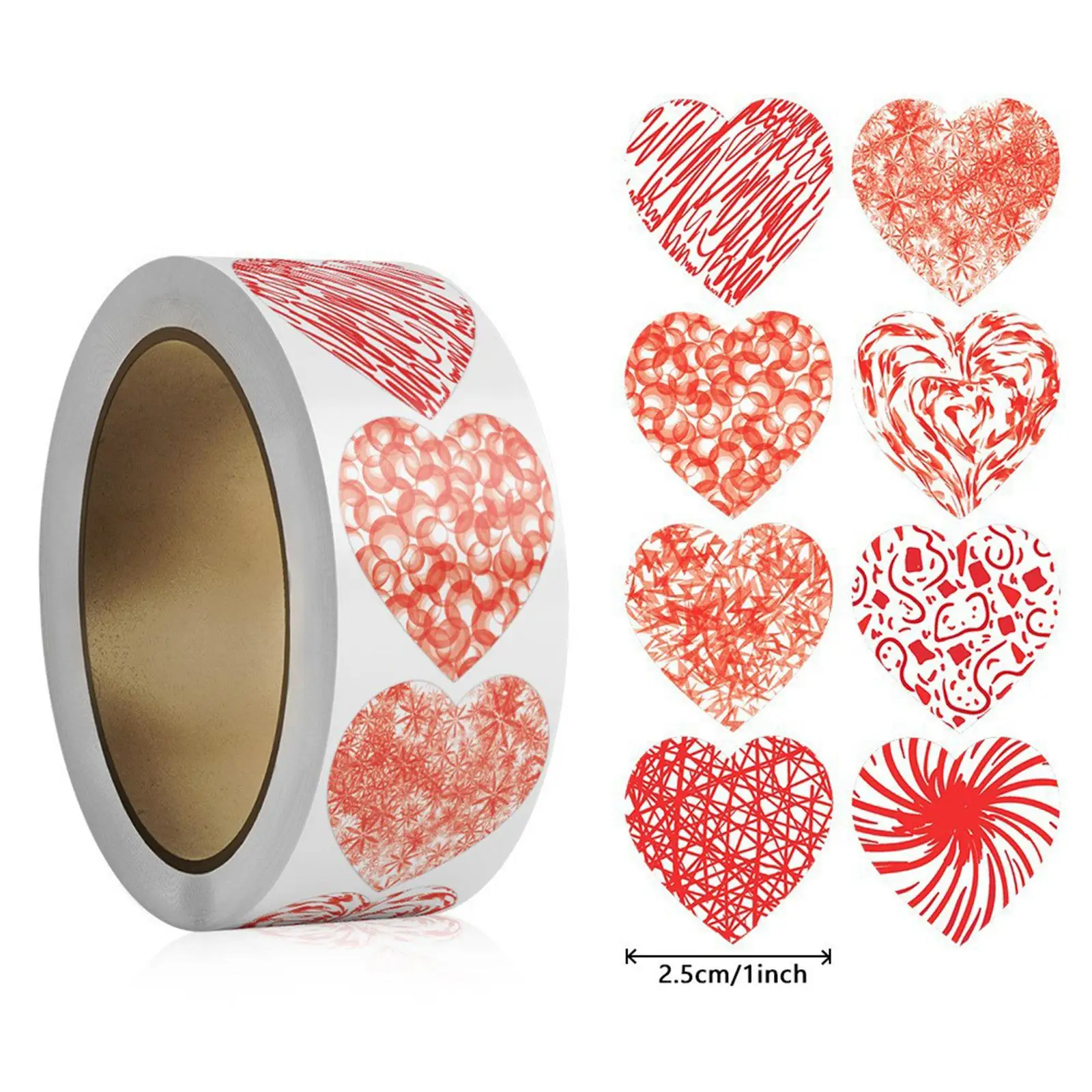 6x500Pcs Heart Stickers Seal Labels 1inch Valentines Day Stickers for Baby Shower Holiday Gift Packaging Card Making DIY Crafts