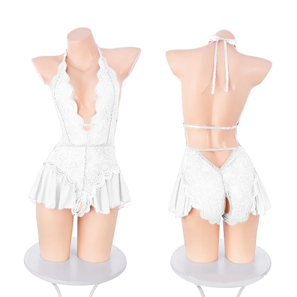 

Модная ночная рубашка, сексуальное кружевное боди, бретелька с подвесным вырезом, сексуальная одежда, платье, облегающее кружевное корсет без рукавов, юбка, женская