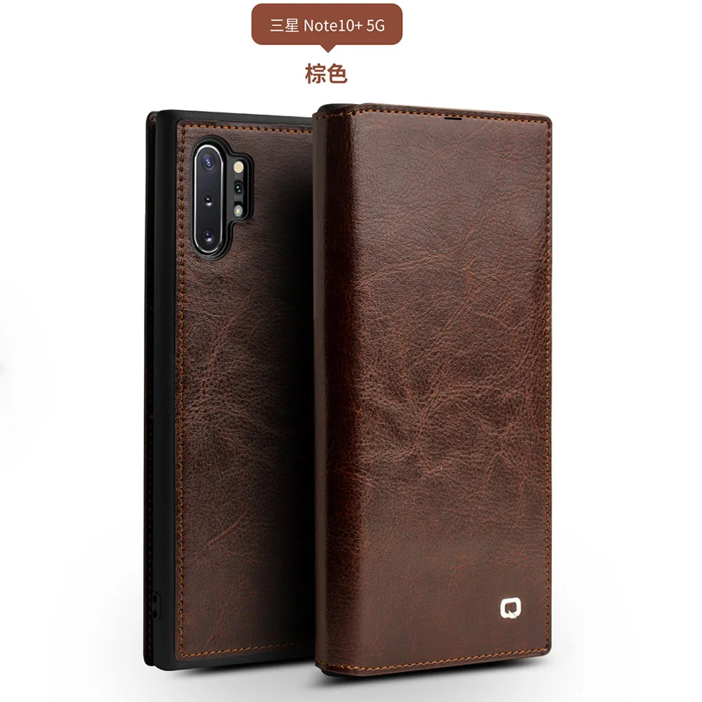 

Functions Genuine Leather Pouch Cover for Samsung Galaxy Note 10 Plus Business Pocket Bag Wallet Card Slot Shell Case for Note10