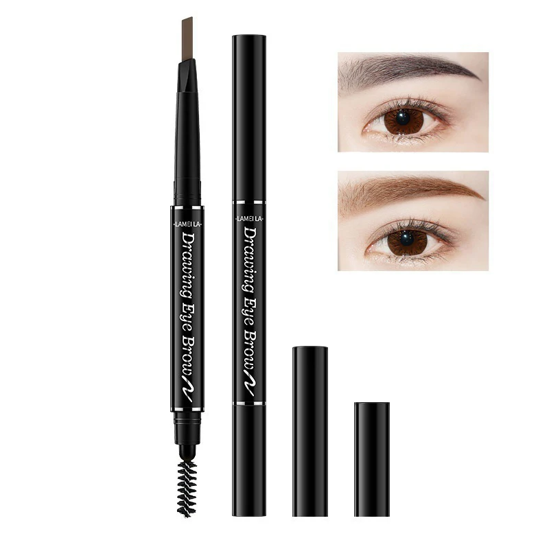 Dual-ended eyebrow pencil for women waterproof and sweatproof natural and long-lasting not easy to take off the color