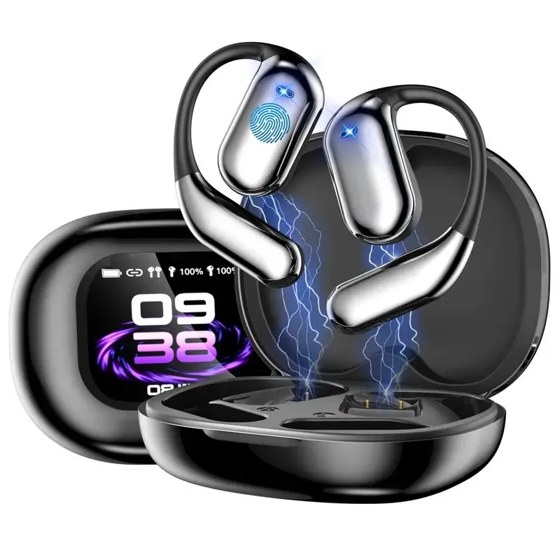 Open Ear Earbuds with Touch Screen Case ANC Earbuds Active Noise Cancelling Over Ear Headphones Bluetooth Wireless  Hanging Earp